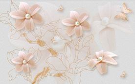 3D立体浮雕时尚花朵电视背景墙
