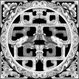 蝴蝶蝙蝠草龙镂空精雕浮雕灰度