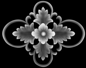 方形洋花精雕浮雕灰度