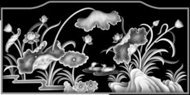 荷花鸳鸯浮雕灰度精雕图