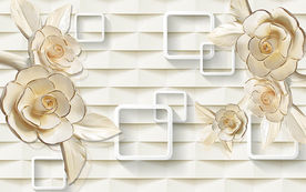 3D墙砖欧式浮雕花朵电视背景墙