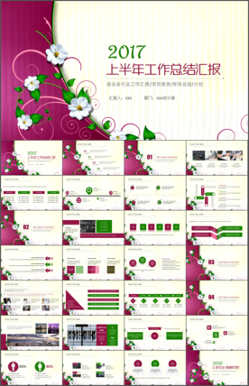清新小花朵简约通用PPT模板