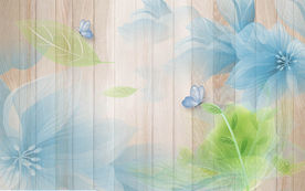 3D立体木块时尚花卉电视背景墙