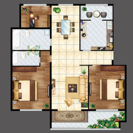 室内平面彩图图层