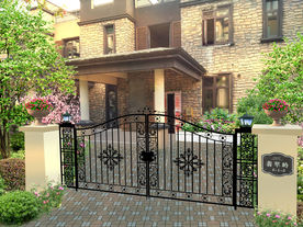 别墅大门绿化效果图