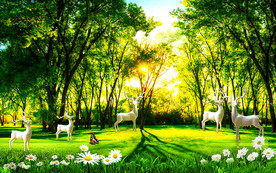 麋鹿森林背景墙