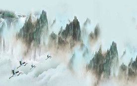 写意山水新中式背景墙