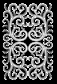 洋花对称浮雕灰度图