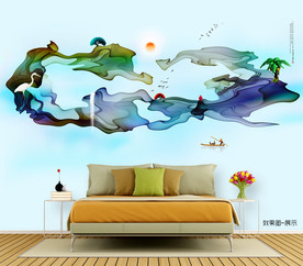 写意画 侬嘀邢伊原创 中式壁画