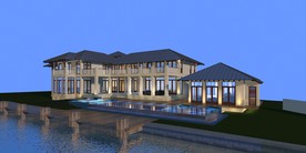 3D别墅夜景模型