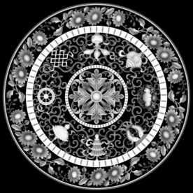 八宝洋花菊花精雕浮雕灰度图