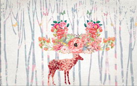 北欧风格 麋鹿 欧式风格 壁画