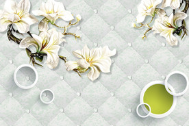 立体花朵软包背景墙