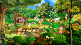 森林卡通快乐的猴子家族