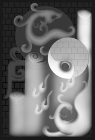 仿古草龙浮雕精雕灰度