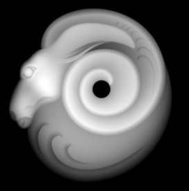 羊头浮雕精雕灰度