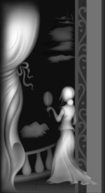 侍女浮雕精雕灰度