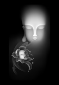 荷花玉雕佛精雕浮雕灰度