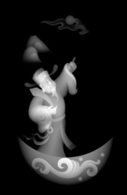 山水人物精雕浮雕灰度