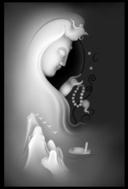 凤凰观音浮雕精雕灰度