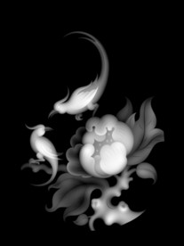 花鸟牡丹浮雕精雕灰度