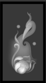 仙鹤荷花浮雕精雕灰度