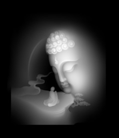 悟道观音浮雕精雕灰度