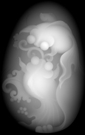 双鱼浮雕佛像精雕灰度