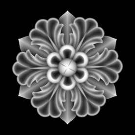 圆形花洋花圆盘浮雕精雕灰度