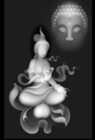 观音佛像浮雕精雕灰度