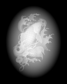 铜钱鲤鱼浮雕精雕灰度