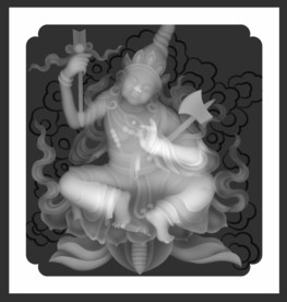 斧头藏佛精雕浮雕灰度