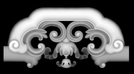 洋花椅子靠背精雕浮雕灰度