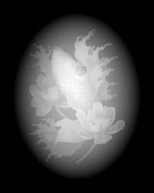 荷花鲤鱼浮雕精雕灰度46牌