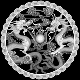 双龙挂屏精雕浮雕灰度
