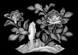 月季牡丹精雕浮雕