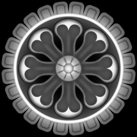 圆形洋花精雕浮雕灰度