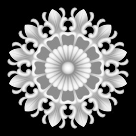 圆形洋花精雕灰度浮雕