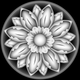 圆形洋花精雕灰度