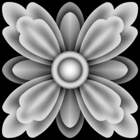 方形洋花精雕灰度浮雕