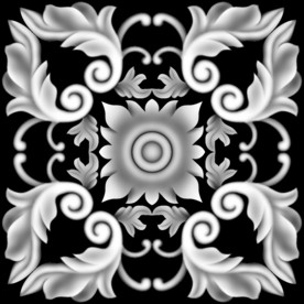 方形洋花精雕浮雕