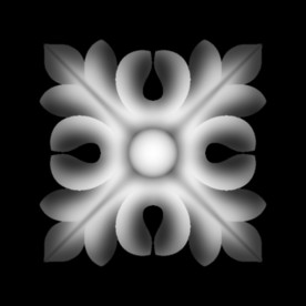 方形洋花精雕浮雕灰度