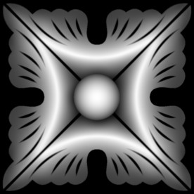 方形洋花精雕浮雕灰度