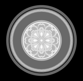 圆形洋花精雕浮雕灰度