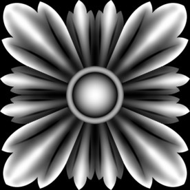 方形洋花精雕浮雕灰度