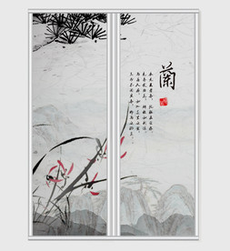 中国风梅兰竹菊移门