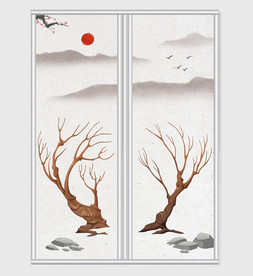 简约水墨风景移门