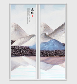 简洁大气意境山水画移门