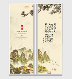 唯美中国风山水画移门