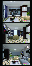 现代简约客厅 效果图